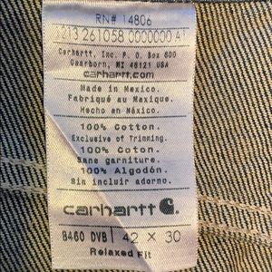 42 x 30 carhartt dark denim jeans never worn